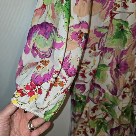 Robert Friedman Magda Floral Knee Length Dress Pullover Tunic Cotton Size XL NEW - Picture 7 of 8